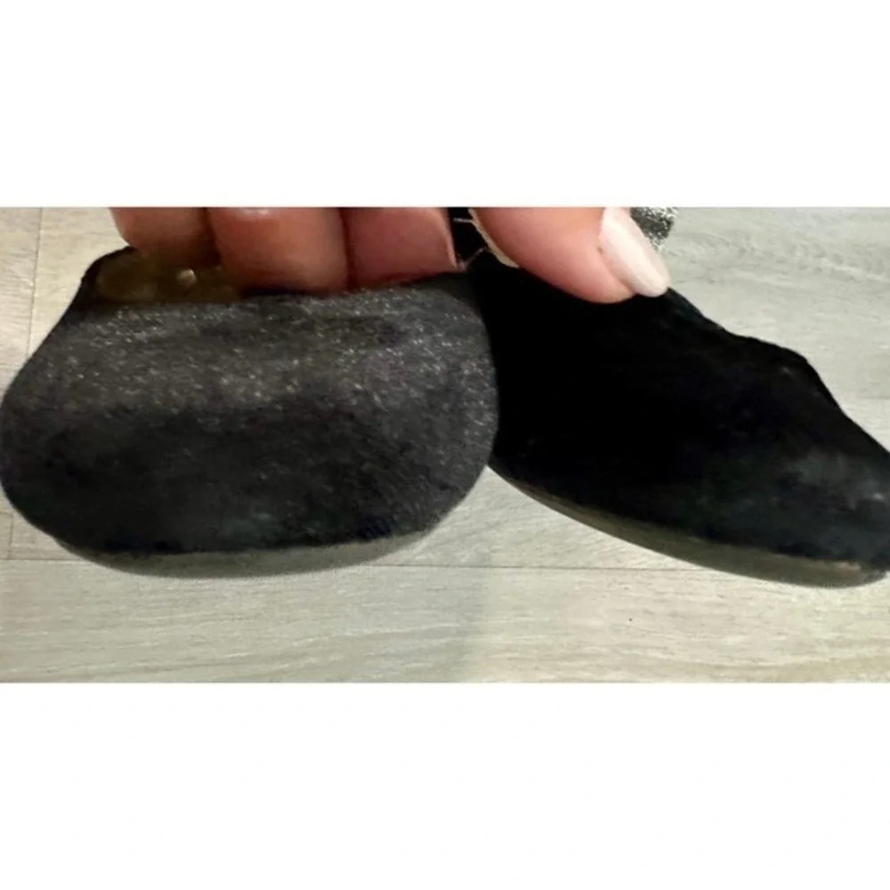 Gymboree Mary Jane Flats Girls 13 Black Good Velvet Silver Glitter Bow T-Strap